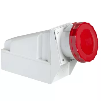   Schneider Electric, 81182, ipari csatlakozó rögzíthető dugalj tokozott 4P (3P+F) 63A 6h, 400V 50/60 Hz, IP67, Dafr-633, piros, csavaros csatlakozás, PratiKa (Schneider 81182)