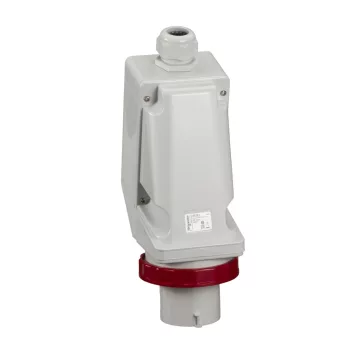   Schneider Electric, 81583, ipari csatlakozó rögzíthető dugvilla tokozott 5P (3P+N+F) 63A 6h, 400V 50/60 Hz, IP67, Dfr-634, piros, csavaros csatlakozás, PratiKa (Schneider 81583)