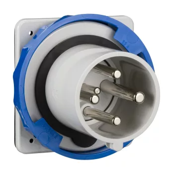   Schneider Electric, 81879, ipari csatlakozó beépíthető dugvilla egyenes 4P (3P+F) 63A 9h, 230V 50/60 Hz, IP67, kék, csavaros csatlakozás, PratiKa (Schneider 81879)