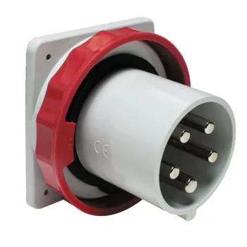   Schneider Electric, 81894, ipari csatlakozó beépíthető dugvilla egyenes 4P (3P+F) 125A 6h, 400V 50/60 Hz, IP67, Dfb-1253, piros, csavaros csatlakozás, PratiKa (Schneider 81894)