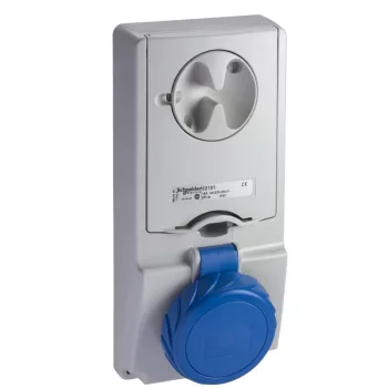   Schneider 82181 UNIKA Panelre szerelhető, reteszelhető aljzat, 2P+F, 6h, 16A, 250V, IP65, olvadóbiztosítós