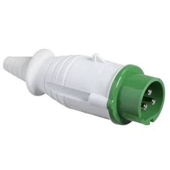   Schneider Electric, 82306, Törpefeszültségű ipari csatlakozó lengő dugvilla egyenes 3P 16A 4h, 20-25V/40-50V 100/200 Hz, IP44, zöld, csavaros csatlakozás, PratiKa (Schneider 82306)