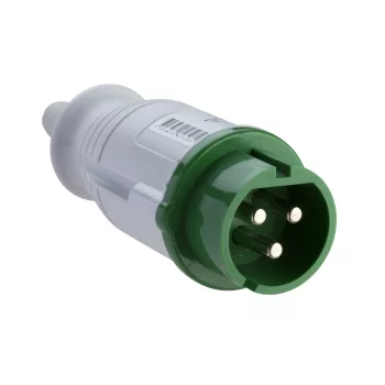   Schneider Electric, 82325, Törpefeszültségű ipari csatlakozó lengő dugvilla egyenes 2P 32A 11h, 20-25V/40-50V 401/500 Hz, IP44, zöld, csavaros csatlakozás, PratiKa (Schneider 82325)