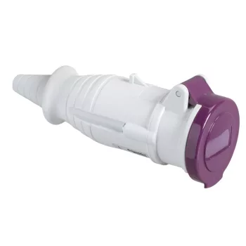   Schneider Electric, 82401, Törpefeszültségű ipari csatlakozó lengő dugalj egyenes 2P 16A , 20-25V 50/60 Hz, IP44, lilla, csavaros csatlakozás, PratiKa (Schneider 82401)