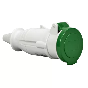   Schneider Electric, 82420, Törpefeszültségű ipari csatlakozó lengő dugalj egyenes 3P 32A 4h, 20-25V/40-50V 100/200 Hz, IP44, zöld, csavaros csatlakozás, PratiKa (Schneider 82420)