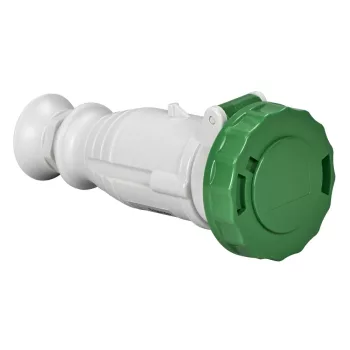   Schneider Electric, 82470, Törpefeszültségű ipari csatlakozó lengő dugalj egyenes 3P 32A 4h, 20-25V/40-50V 100/200 Hz, IP67, zöld, csavaros csatlakozás, PratiKa (Schneider 82470)