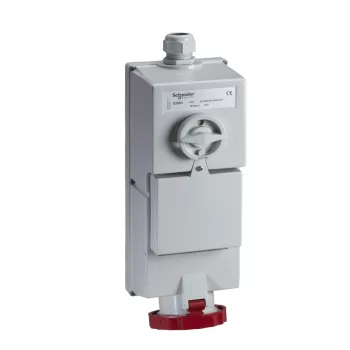   Schneider 82883 ISOBLOCK Falra szerelhető, reteszelhető aljzat, 3P+N+F, 6h, 63A, 415V, IP65, védelem nélkül