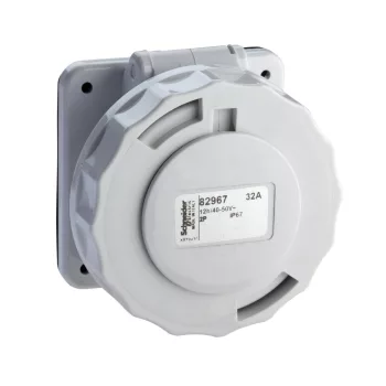   Schneider Electric, 82954, Törpefeszültségű ipari csatlakozó beépíthető dugalj egyenes 3P 16A 12h, 40-50V 50/60 Hz, IP67, szürke, csavaros csatlakozás, PratiKa (Schneider 82954)