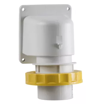   Schneider Electric, 83863, ipari csatlakozó beépíthető dugvilla ferde 3P (2P+F) 32A 4h, 130V 50/60 Hz, IP67, sárga, csavaros csatlakozás, PratiKa (Schneider 83863)