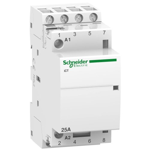 Schneider Electric, Moduláris kontaktor 25A, 4 Záró érintkező, 24V AC 50 Hz (Schneider A9C20134)