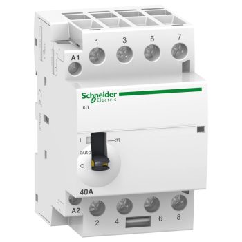   Schneider Electric, Moduláris kontaktor 40A, kézi kapcsolással, 4 Záró érintkező, 24V AC 50 Hz (Schneider A9C21144)