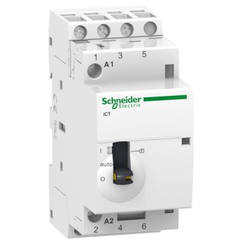   Schneider Electric, Moduláris kontaktor 25A, kézi kapcsolással, 3 Záró érintkező, 220-240V AC 50 Hz (Schneider A9C21833)