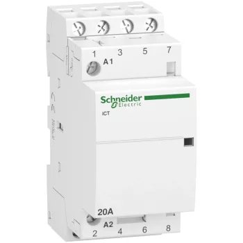   Schneider Electric, Moduláris kontaktor 20A, 4 Záró érintkező, 220-240V AC 50 Hz (Schneider A9C22824)