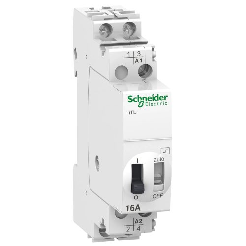 Schneider Electric, ACTI9 iTL, A9C30012, impulzusrelé 2P 16A, 2 Záró érintkező, 12 V AC / 6 V DC vezerlés, ACTI9 iTL (Schneider A9C30012)