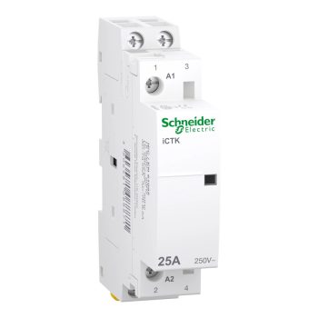  Schneider Electric A9C40225 iCTK Moduláris kontaktor 25A, 2 Záró érintkező (NO), vezérlő feszültség 230-240V AC 50 Hz