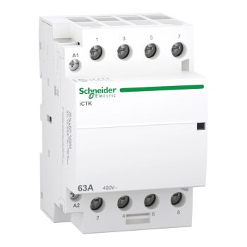   Schneider Electric A9C40463 iCTK Moduláris kontaktor 63A, 4 Záró érintkező (NO), vezérlő feszültség 220-240V AC 50 Hz