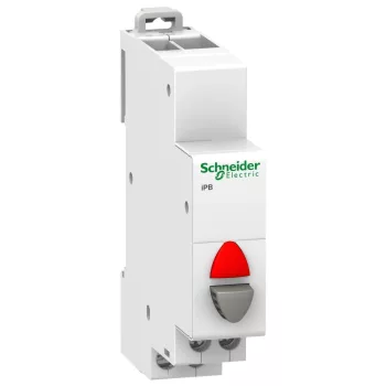   Schneider A9E18037 ACTI9 iPB nyomógomb, 1NC, szürke, piros LED, 110-230VAC