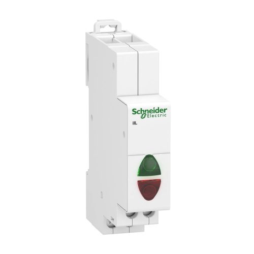 Schneider Electric, A9E18325, moduláris jelzőlámpa, 1db zöld + 1db piros leddel, 110..230V AC, iIL Acti9 (Schneider A9E18325)