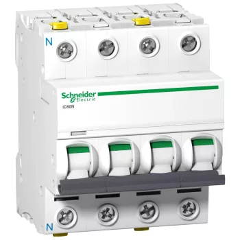   Schneider Electric, Acti9, A9F04701, Kismegszakító 3P+N,1A, C karakterisztika, 6 kA Acti9 IC60N (Schneider A9F04701)