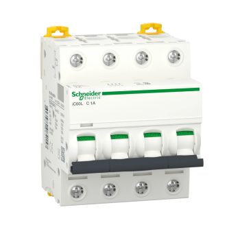   Schneider Electric, Acti9, A9F94401, Kismegszakító 4P,1A, C karakterisztika, 15 kA Acti9 IC60L (Schneider A9F94401)