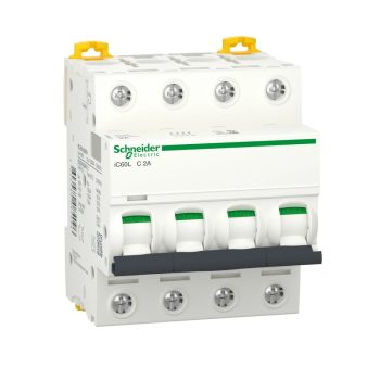   Schneider Electric, Acti9, A9F94402, Kismegszakító 4P,2A, C karakterisztika, 15 kA Acti9 IC60L (Schneider A9F94402)