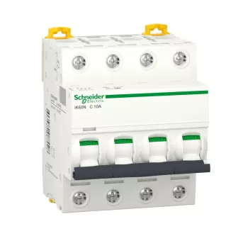   Schneider Electric, Acti9, A9K24410, Kismegszakító 4P,10A, C karakterisztika, 6 kA Acti9 IK60N (Schneider A9K24410)