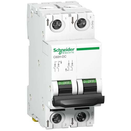 Schneider Electric, Acti9, A9N61520, Kismegszakító 2P,0,5A, C karakterisztika, 6 kA Acti9 C60H-DC (Schneider A9N61520)