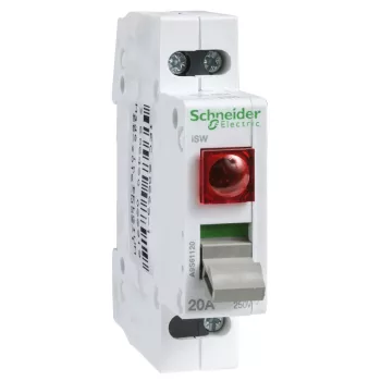   Schneider Electric, A9S61220, moduláris kapcsoló 2P 20A 250V AC, 230V jelzőlámpával, Acti9 ISW (Schneider A9S61220)