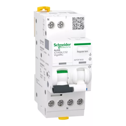 Schneider Electric Acti9 iCV40 ARC A9TDF3632 ívzárlat érzékelős áramvédős kismegszakító AFDD 1P+N C görbe 32A 30mA