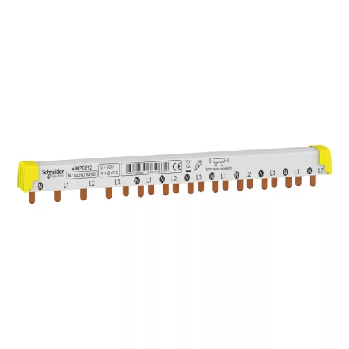 Schneider Electric Acti9 iC40 fésűs gyűjtősín, 3P+N, balos betáplálású, 12 modul – A9XPC812