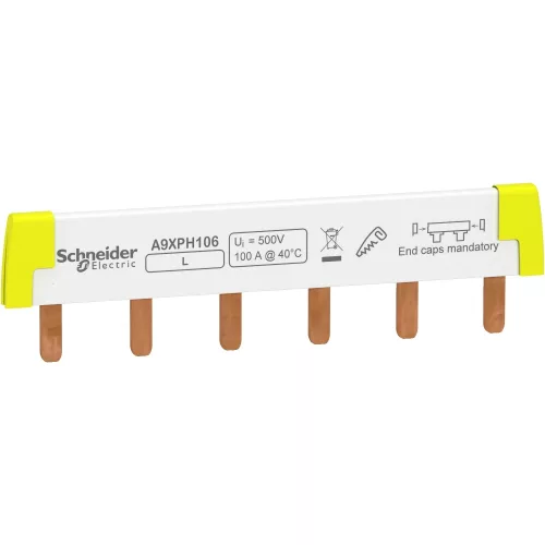 Schneider Electric Acti9 fésűs gyűjtősín, 1P, 100 A, 6 modul – A9XPH106