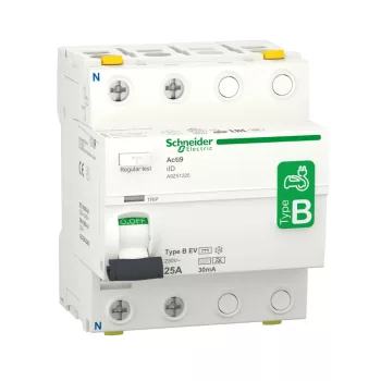 Schneider Electric Acti9 iID EV A9Z51225 B típusú áram-védőkapcsoló Fi-relé 2P 25A 30mA elektromos autó töltőhöz