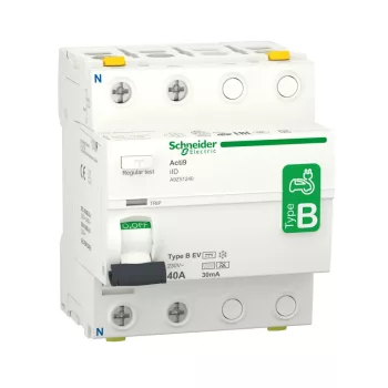 Schneider Electric Acti9 iID EV A9Z51240 B típusú áram-védőkapcsoló Fi-relé 2P 40A 30mA elektromos autó töltőhöz