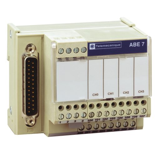 Schneider Electric ABE7CPA412 Modicon ABE7 elosztóblokk, 4 csatornás, analóg Quantum/Premium/X80 I/O kártyákhoz, SUB-D25