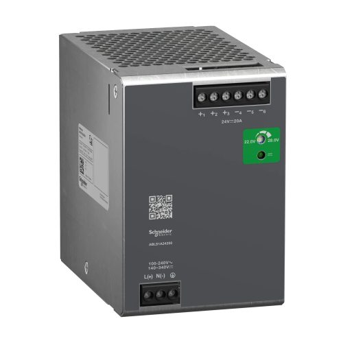 Schneider Electric ABLS1A24200 Modicon Optimized tápegység, DIN sínre szerelhető, 1f, 24 VDC, 20 A, 480 W