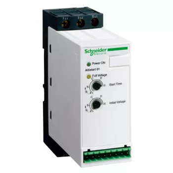   Schneider Electric ATS01N125FT Altistart 01 lágyindító, 1f-230VAC-25A-2,2kW / 3f-400VAC-25A-11kW, 1 vezérelt fázis