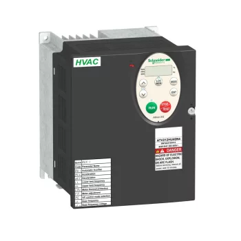   Schneider ATV212HU40N4 frekvenciaváltó 4 kW, 3 fázis, 380..480V AC, C2 osztályú EMC szűrővel, IP21 (Altivar 212 épületes alkalmazásokra)