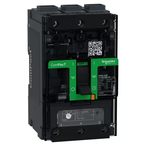 Schneider ComPacT NSXm100B 3P 16 A TM-D kompakt megszakító, 25 kA, EverLink csatlakozó