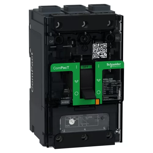 Schneider ComPacT NSXm100B 3P 63 A TM-D kompakt megszakító, 25 kA, EverLink csatlakozó