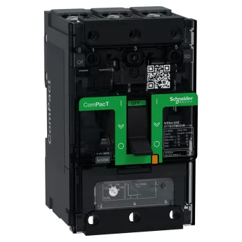 Schneider ComPacT NSXm100E 3P 25 A TM-D kompakt megszakító, 16 kA, szorítókapcsos csatlakozás