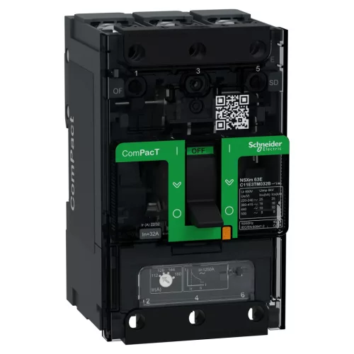 Schneider ComPacT NSXm100E 3P 32 A TM-D kompakt megszakító, 16 kA, szorítókapcsos csatlakozás