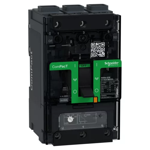 Schneider ComPacT NSXm100E 3P 50 A TM-D kompakt megszakító, 16 kA, EverLink csatlakozó