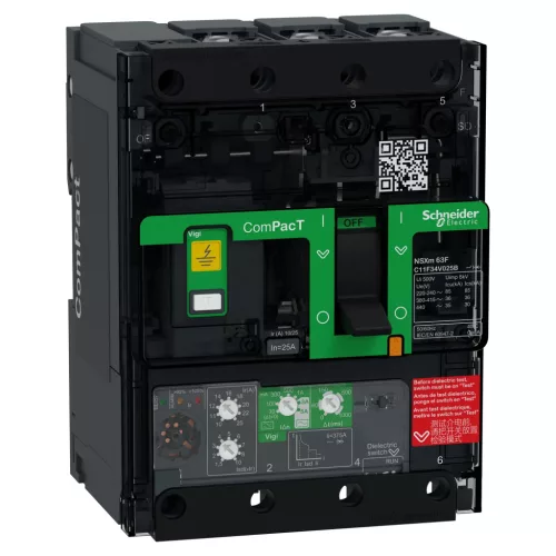 Schneider ComPacT NSXm100F 3P 25 A MicroLogic 4.1 kompakt megszakító, 36 kA, szorítókapcsos csatlakozás