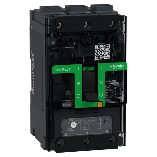 Schneider ComPacT NSXm100H 3P 50 A TM-D kompakt megszakító, 70 kA, EverLink csatlakozó