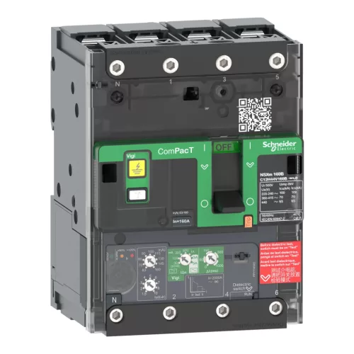 Schneider ComPacT NSXm160H 4P 160 A MicroLogic 4.1 kompakt megszakító, 70 kA, szorítókapcsos csatlakozás