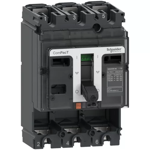 Schneider ComPacT NSX250F 3P 250 A alapkészülék, 36 kA, egyenáramú (DC)