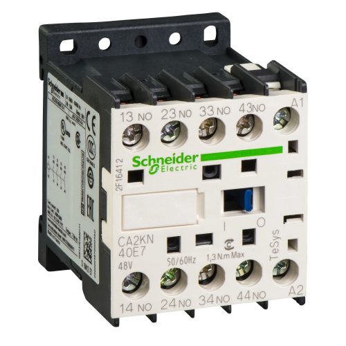 Schneider Electric CA2KN40E7, Segédkontaktor 10A, 48V AC 50/60 Hz vezerlés, 4 Záró érintkező, csavaros csatlakozás (Segédkapcsoló CA2KN40E7)