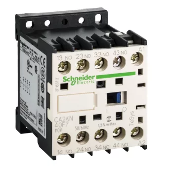   Schneider Electric CA2KN40F7, Segédkontaktor 10A, 110V AC 50/60 Hz vezerlés, 4 Záró érintkező, csavaros csatlakozás (Segédkapcsoló CA2KN40F7)