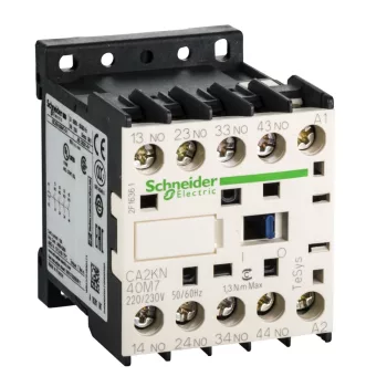   Schneider Electric CA2KN40M7, Segédkontaktor 10A, 220..230V AC 50/60 Hz vezerlés, 4 Záró érintkező, csavaros csatlakozás (Segédkapcsoló CA2KN40M7)
