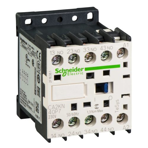 Schneider Electric CA2KN40P7, Segédkontaktor 10A, 230V AC 50/60 Hz vezerlés, 4 Záró érintkező, csavaros csatlakozás (Segédkapcsoló CA2KN40P7)